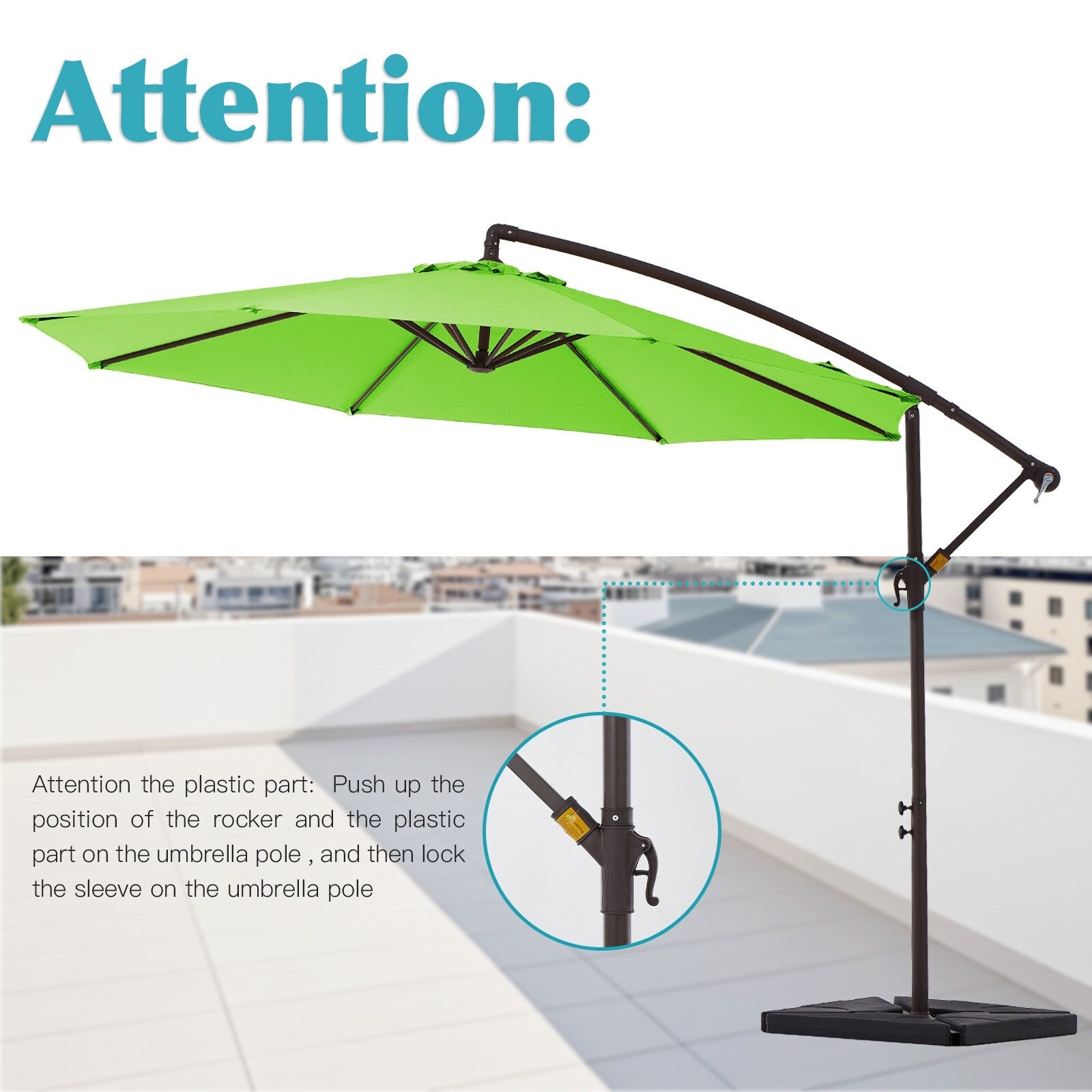 10 ft Steel Crank-lift Cantilever Umbrella With Weighted Base