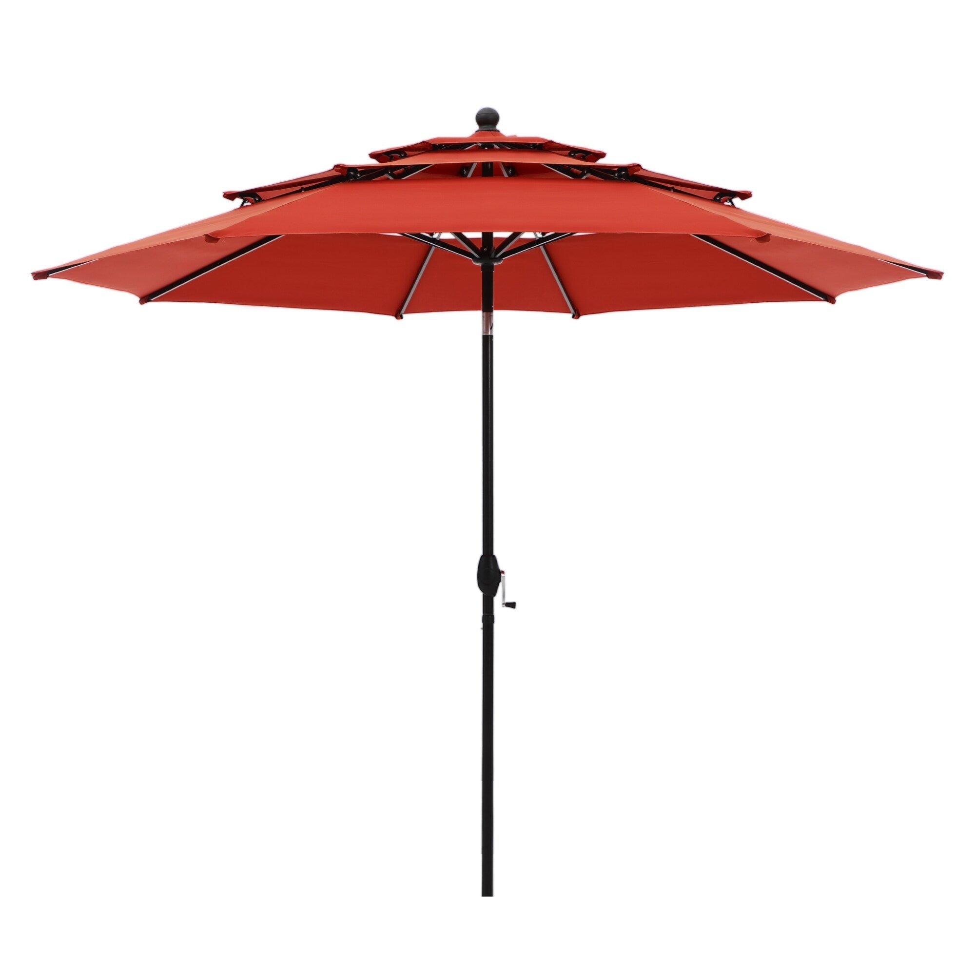 MAISON ARTS 10ft 3 Tier Auto-tilt Patio Umbrella Outdoor Double Vented Umbrella with LED Lights