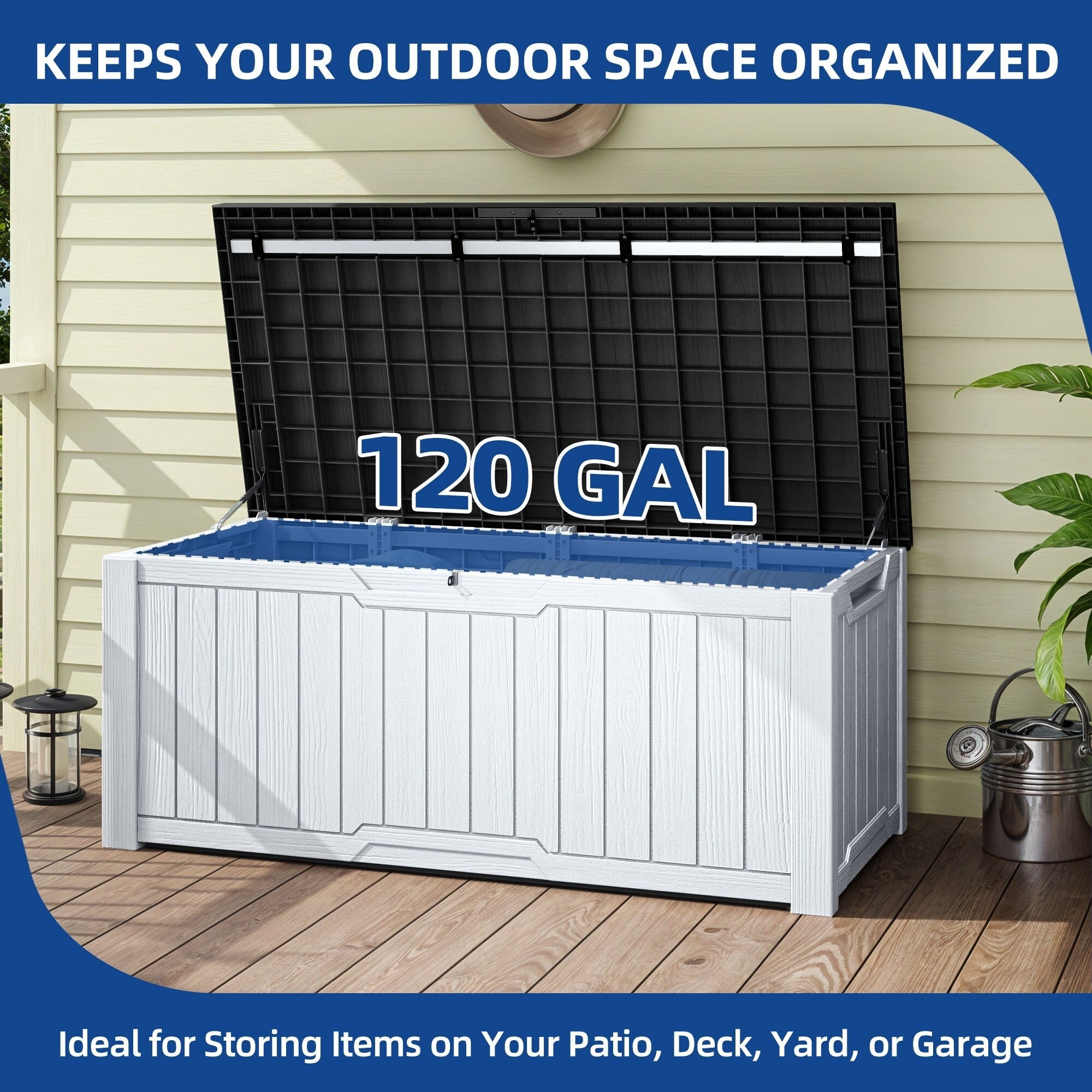 120-260 Gallons Large Resin Water Resistant Lockable Deck Box