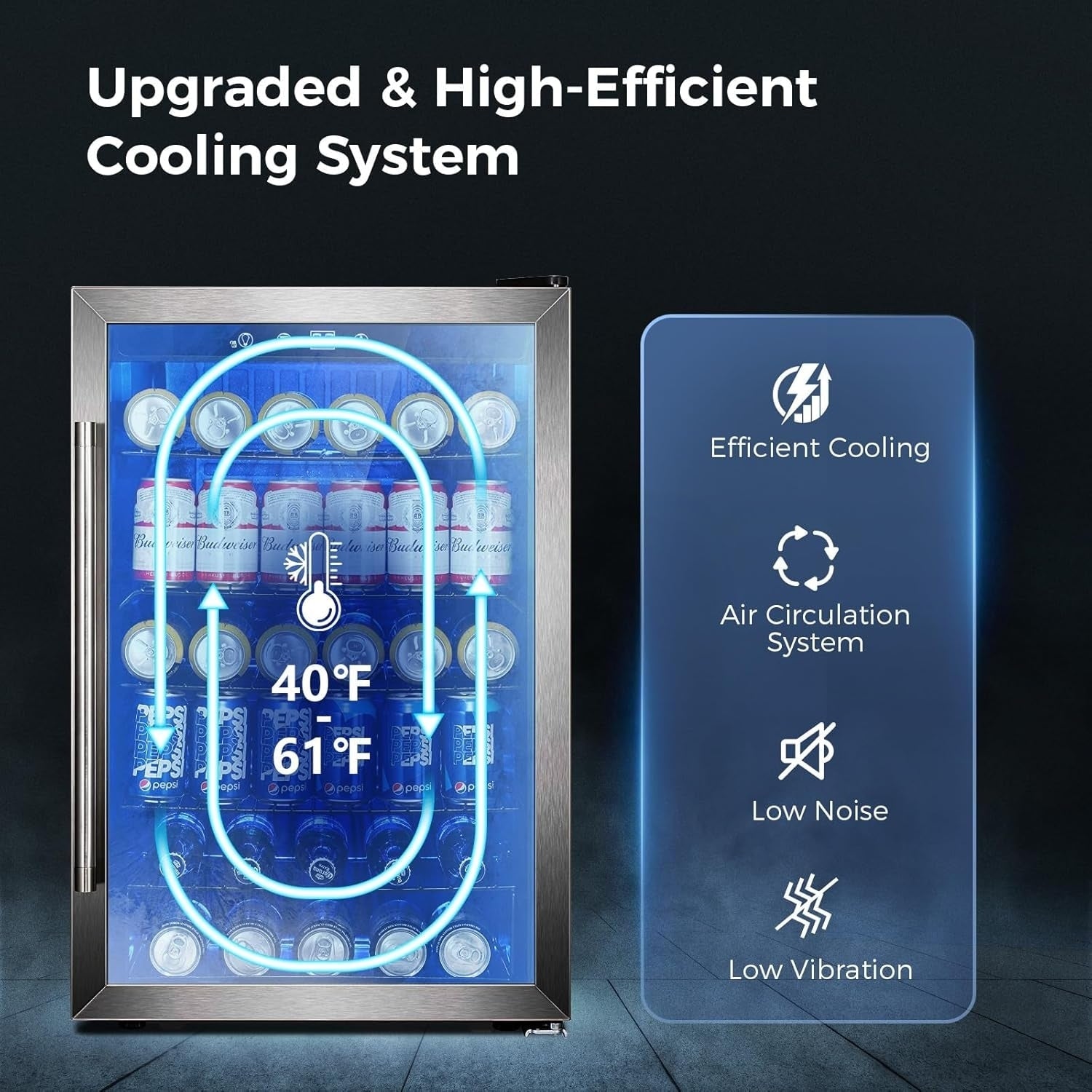 145 Can Beverage Refrigerator, 4.4Cu.Ft. Mini Fridge with Glass Door for Soda, Beer, Wine – Clear Front for Home, Office, or Bar