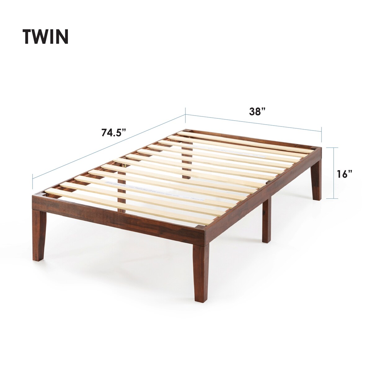 16 Inch Classic Solid Wood Platform Bed Frame in Multiple Finishes