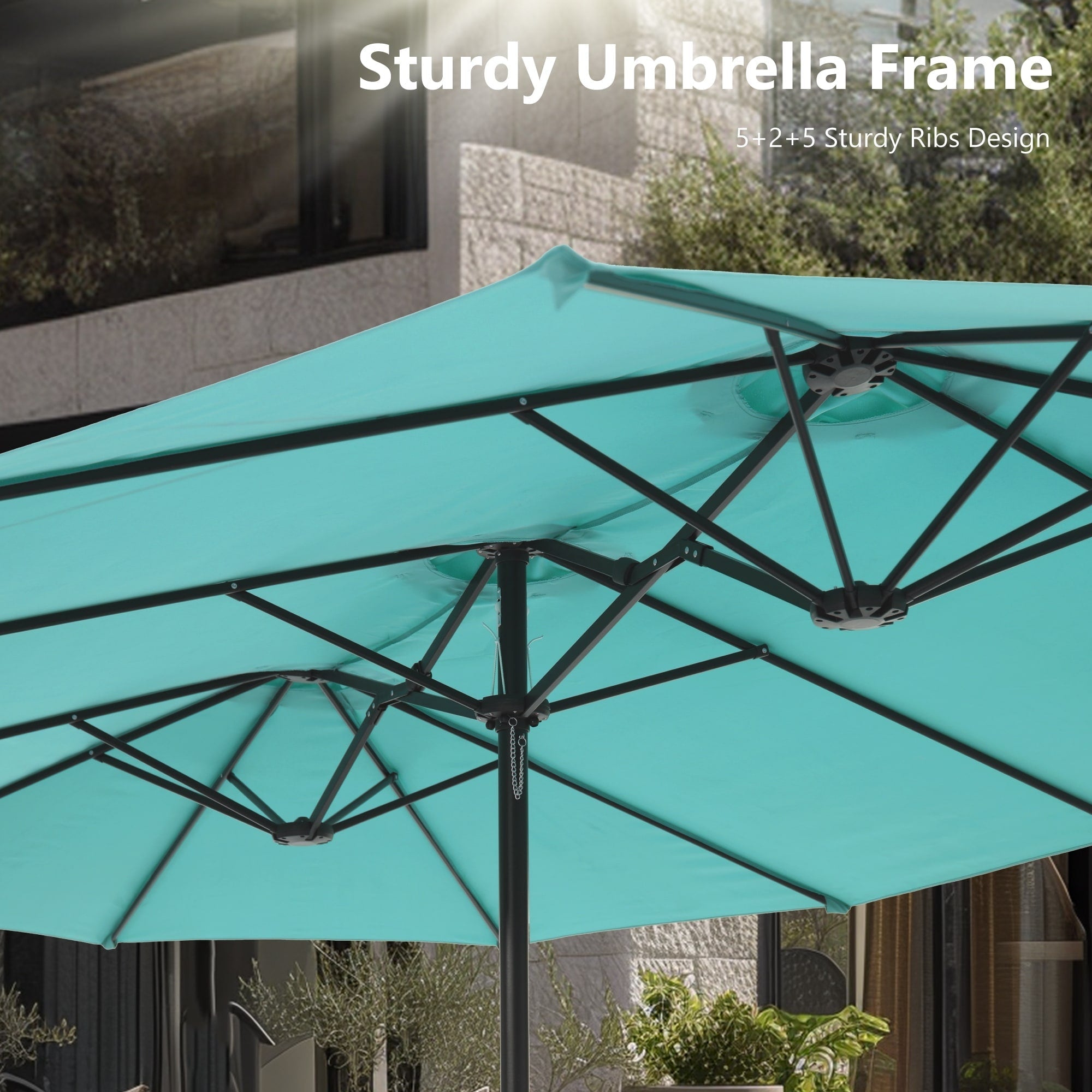 MAISON ARTS 15ft Double-Sided Patio Extra Large Twin Umbrella with Base Included