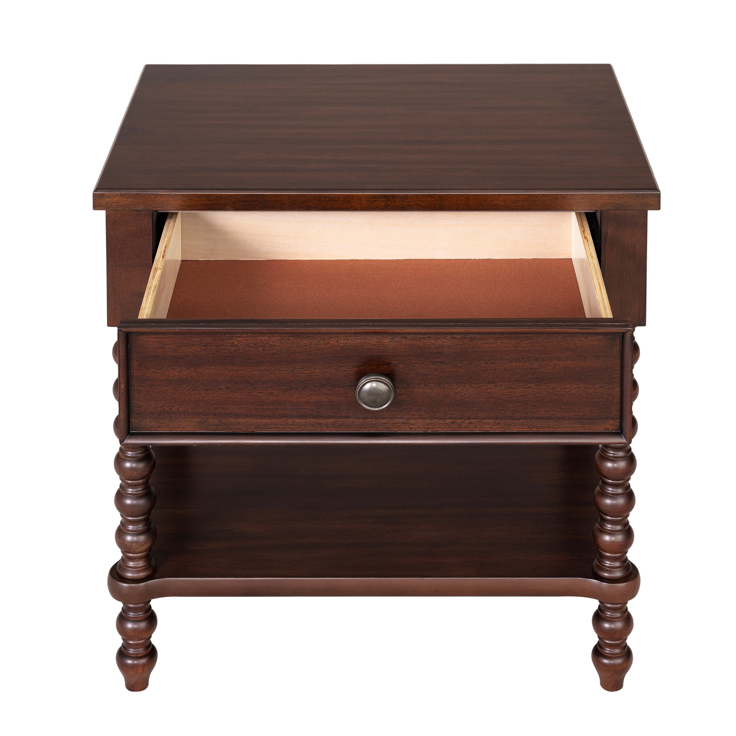 Madison Park Signature Beckett Turned Wood Spindle Nightstand with Drawer & Shelf
