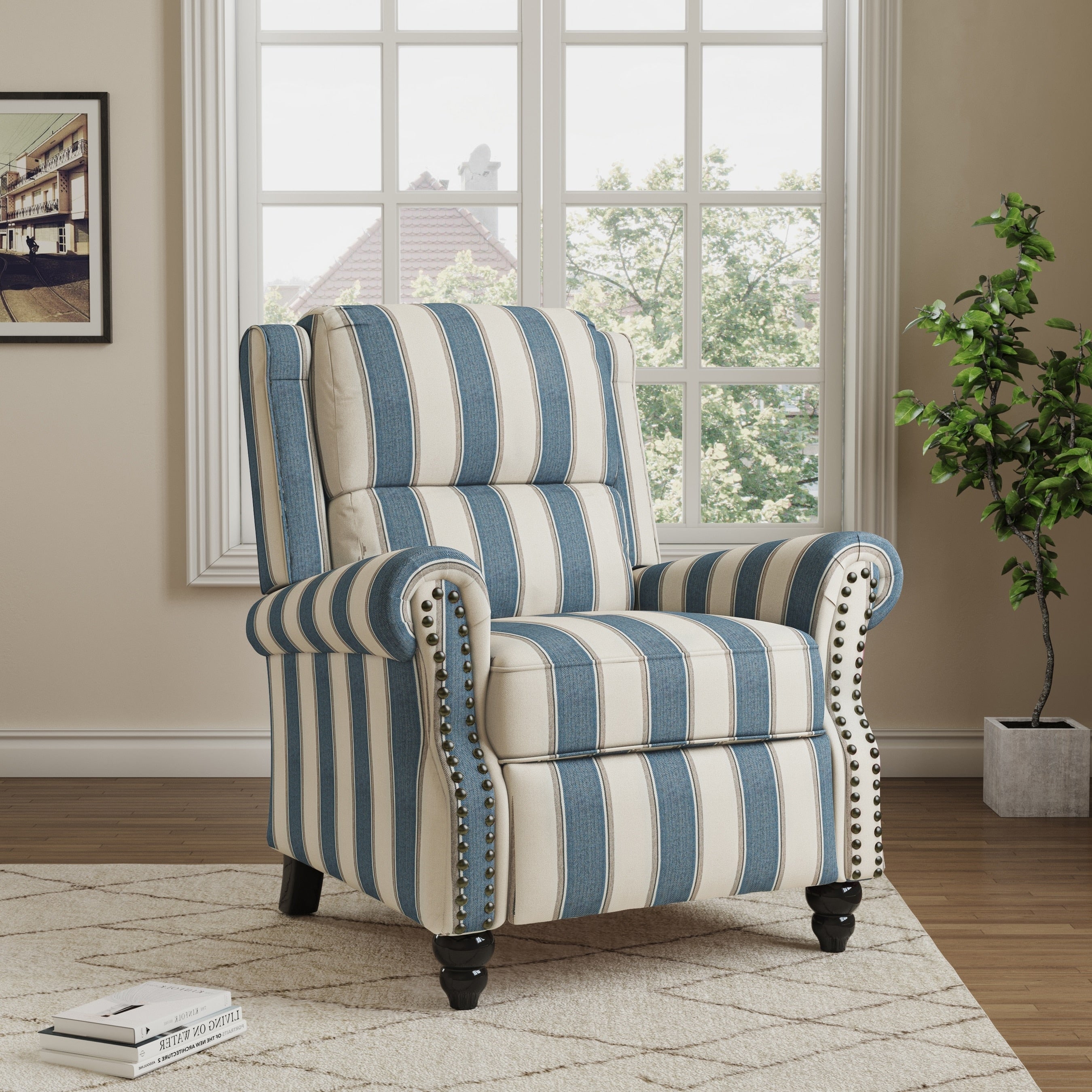 Manual Pushback Recliner Chairs with Nailhead Trim