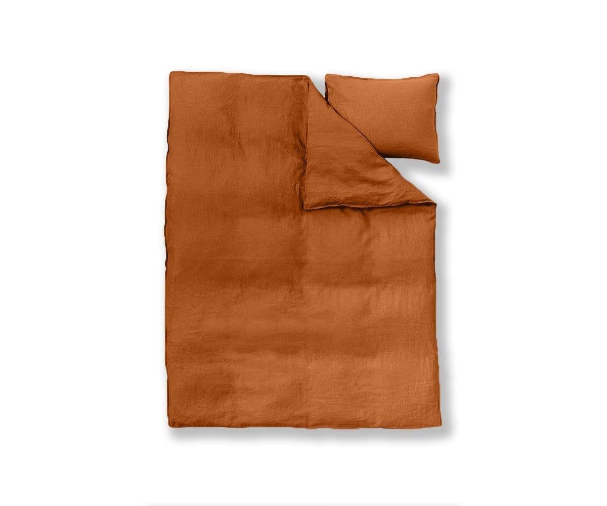 Laila Linen Duvet Cover + Shams Set - Rust