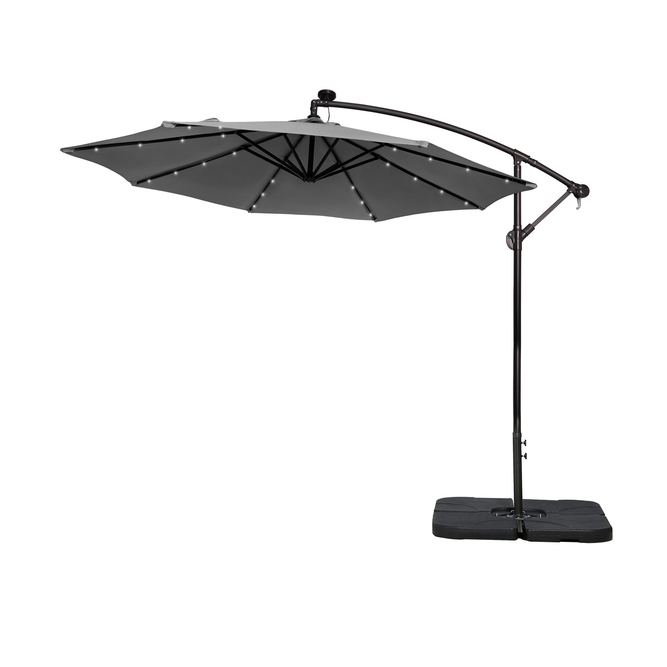 10 Ft. Solar Power Lighted Patio Umbrella with Base Stand
