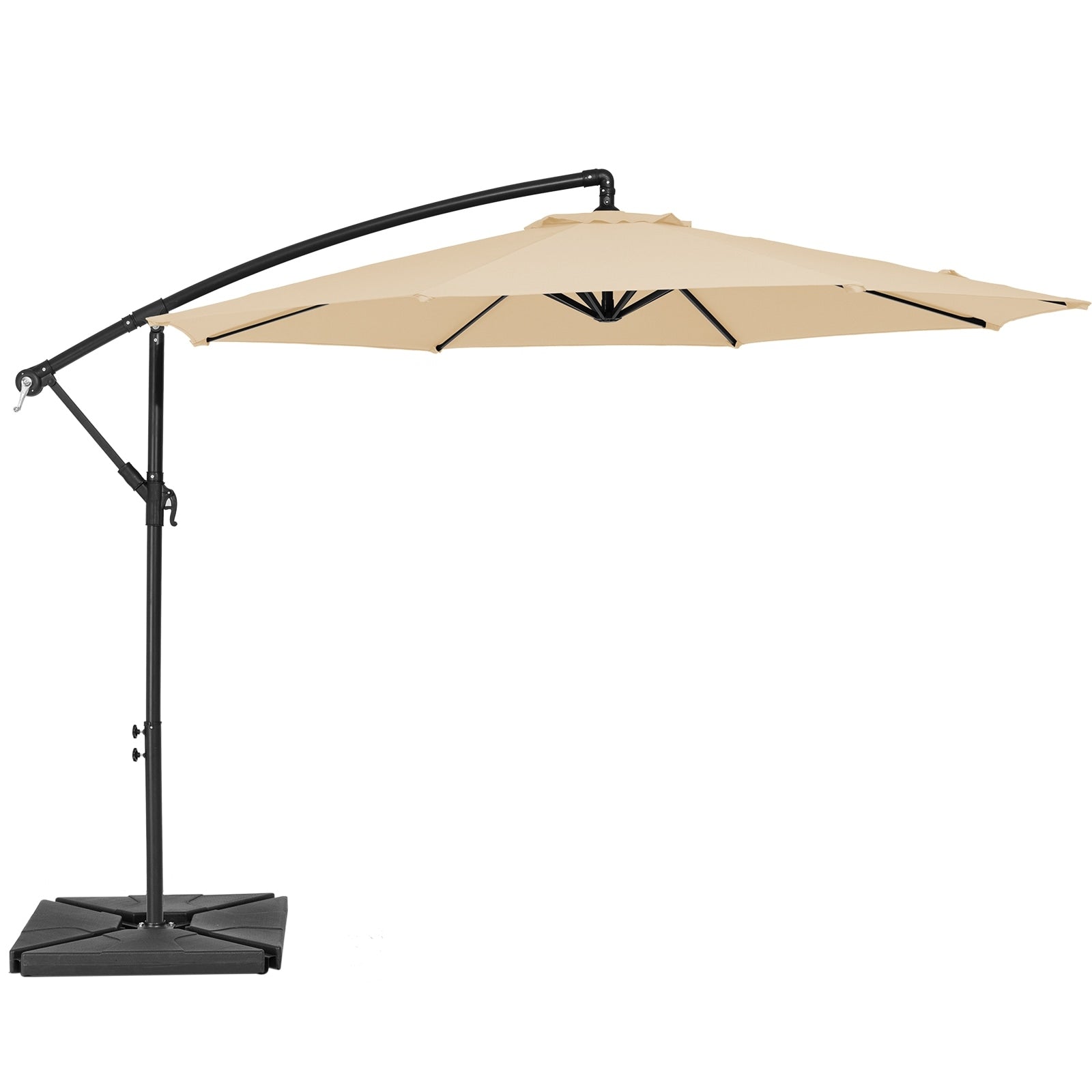10 ft Steel Crank-lift Cantilever Umbrella With Weighted Base