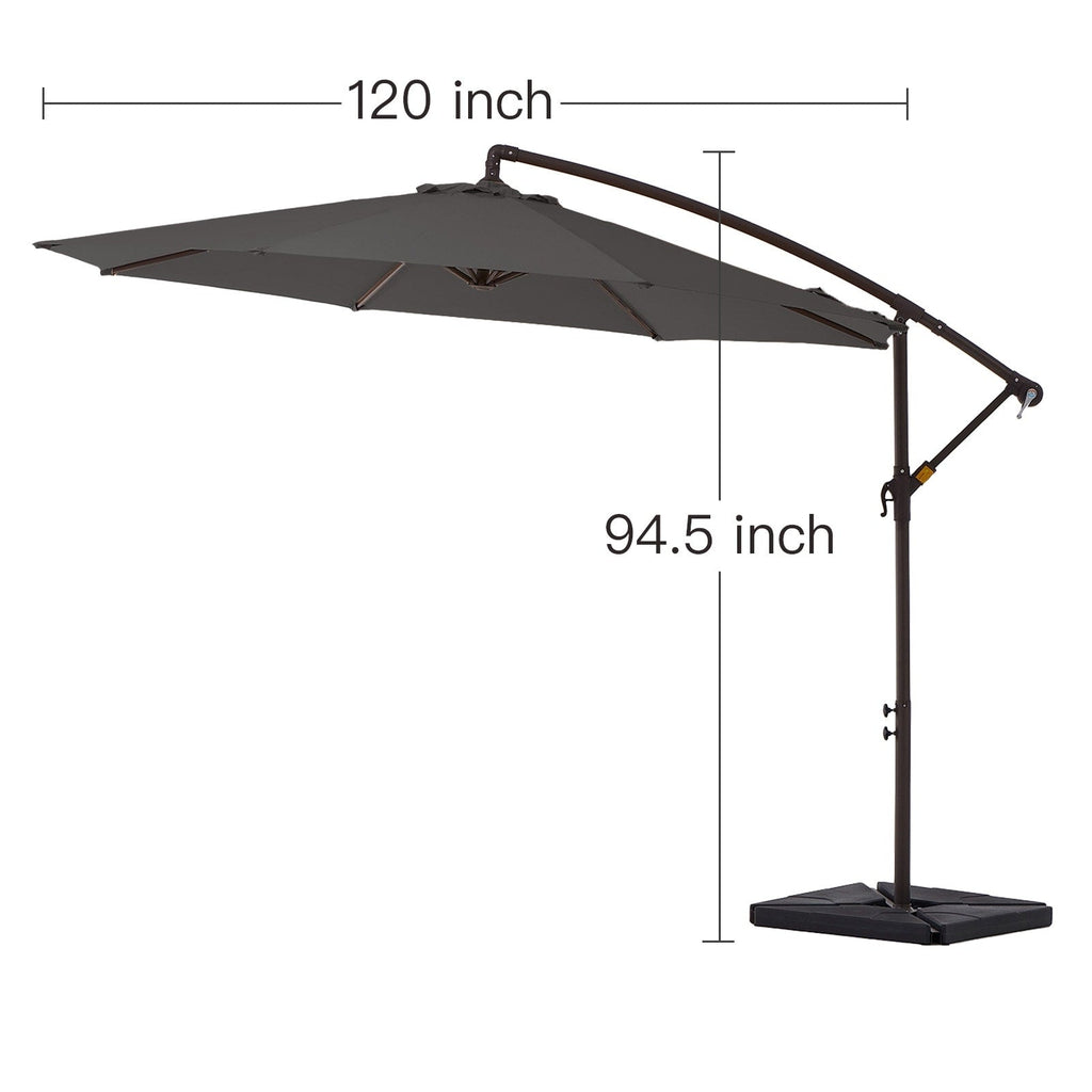 10 ft Steel Crank-lift Cantilever Umbrella With Weighted Base
