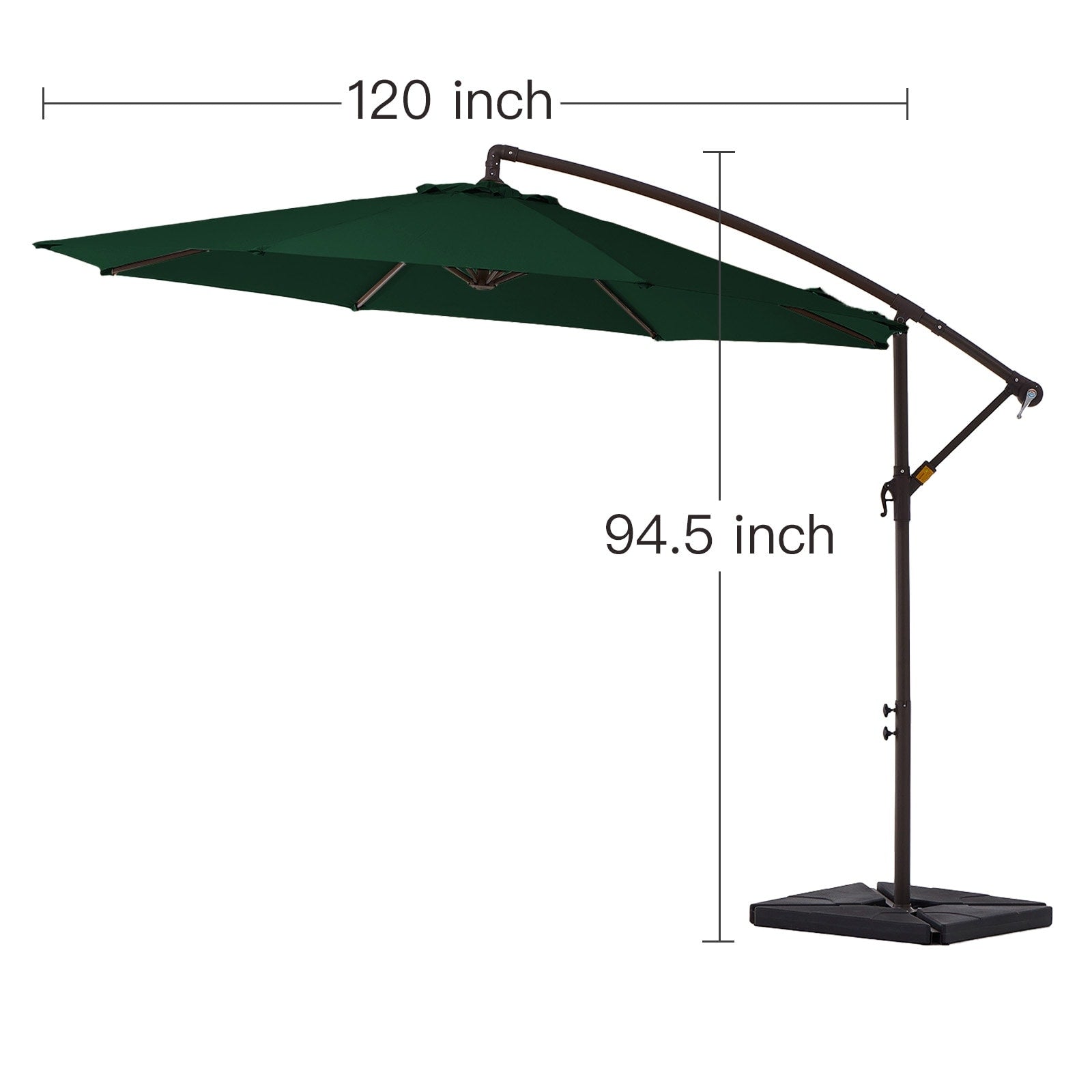 10 ft Steel Crank-lift Cantilever Umbrella With Weighted Base