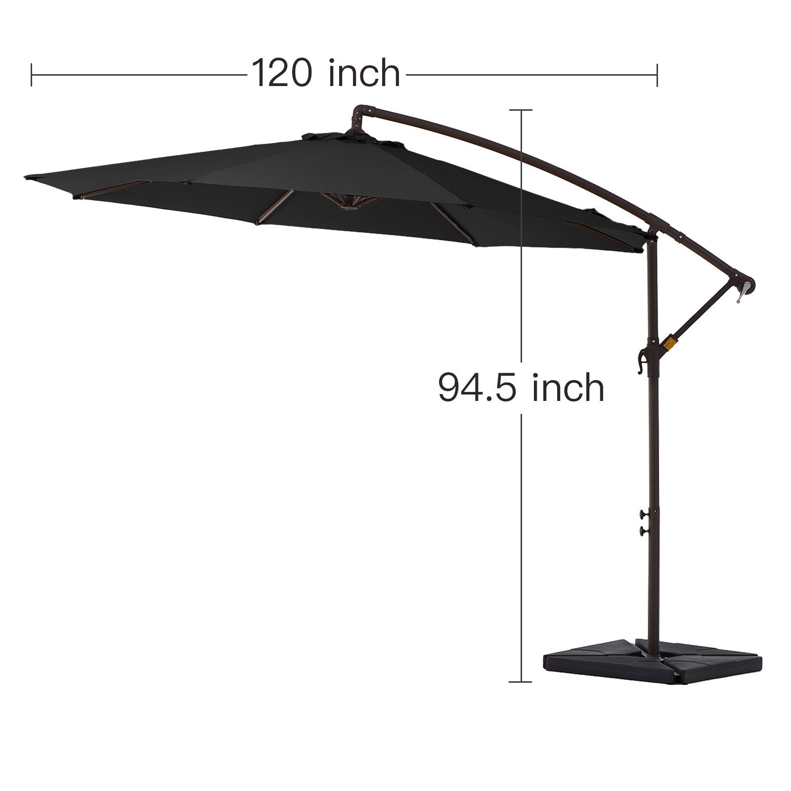 10 ft Steel Crank-lift Cantilever Umbrella With Weighted Base