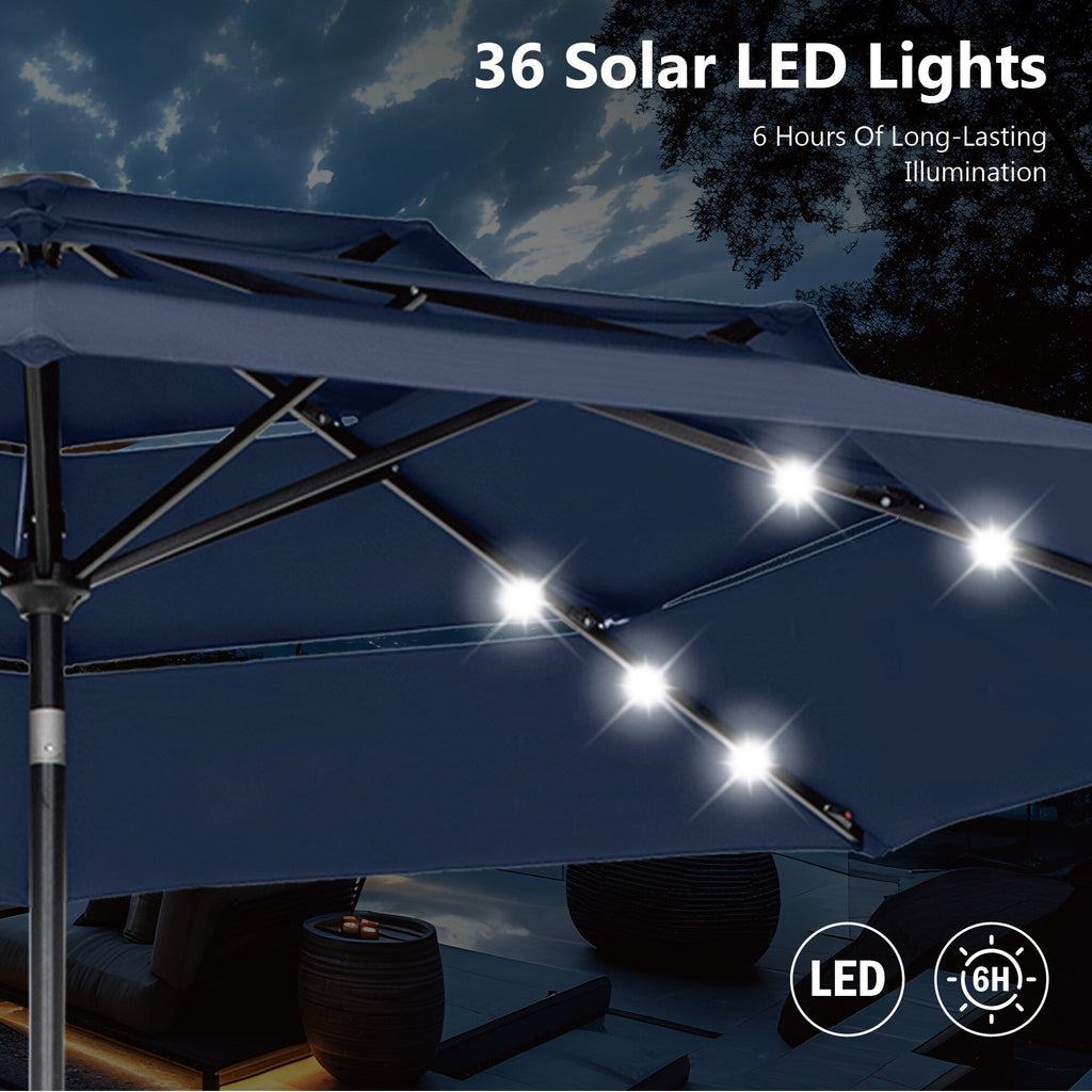 MAISON ARTS 10ft 3 Tier Auto-tilt Patio Umbrella Outdoor Double Vented Umbrella with LED Lights