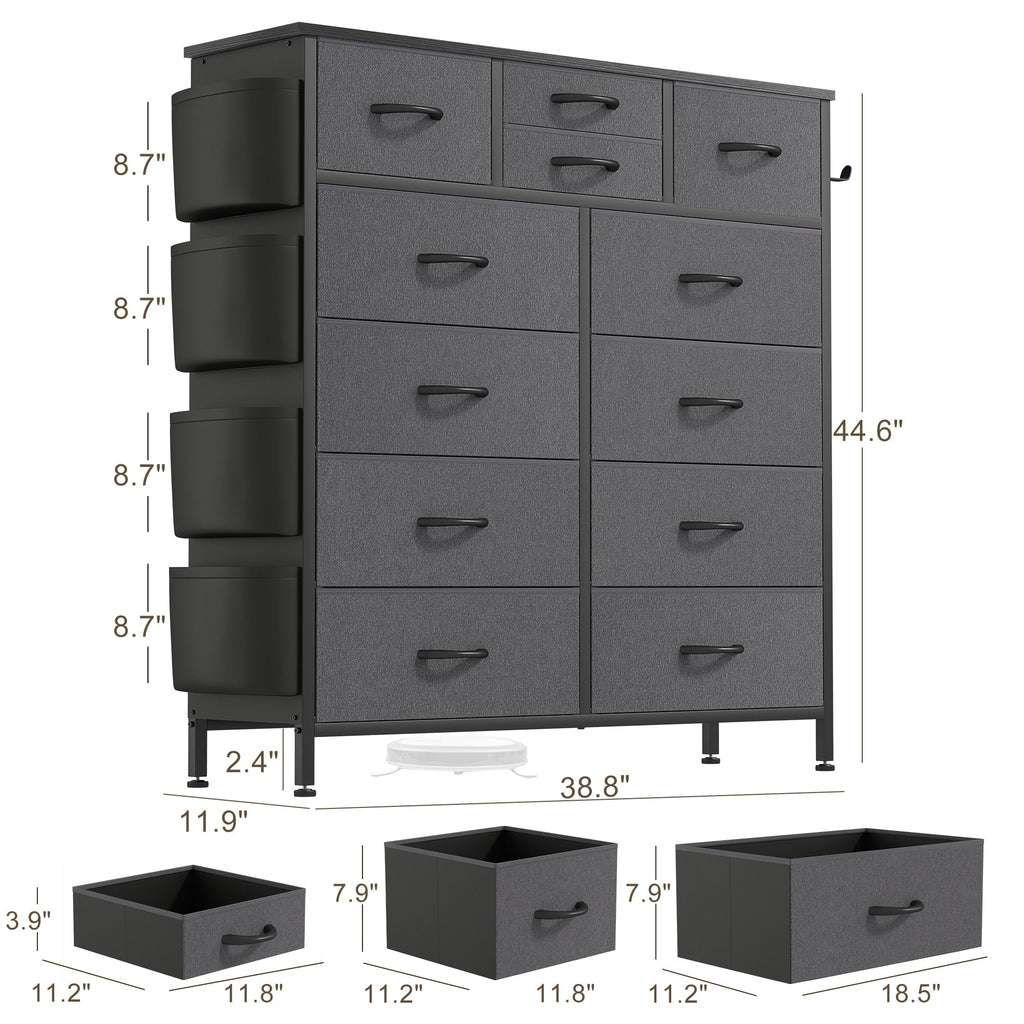 12 Drawer Dresser Fabric Tall Dressers for Bedroom Chest of Drawers