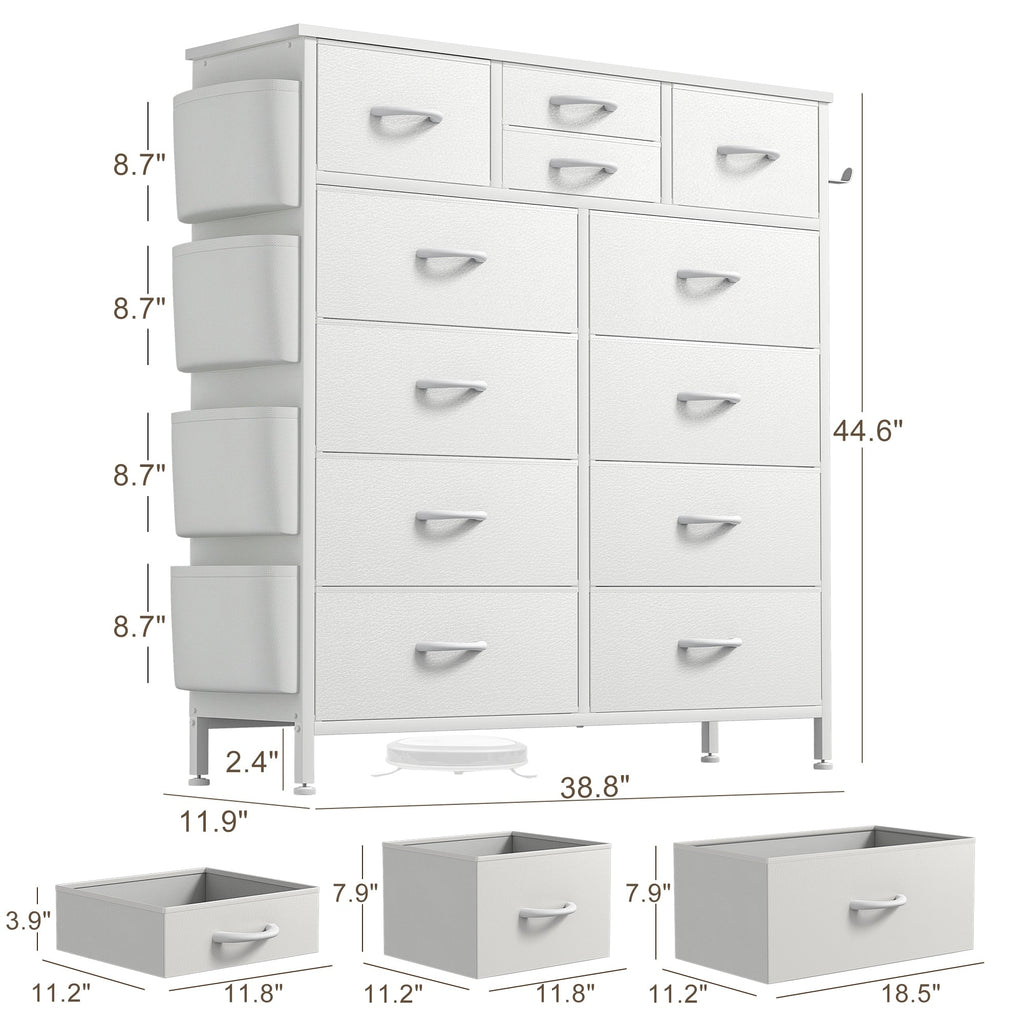 12 Drawer Dresser Fabric Tall Dressers for Bedroom Chest of Drawers
