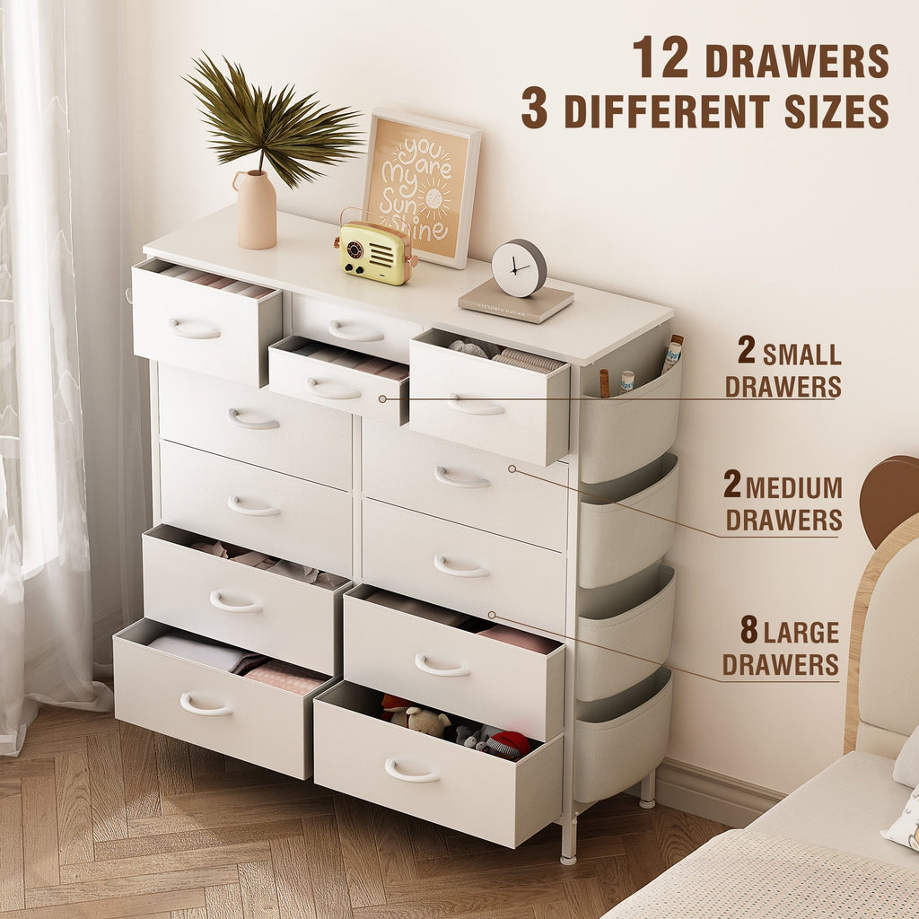 12 Drawer Dresser Fabric Tall Dressers for Bedroom Chest of Drawers