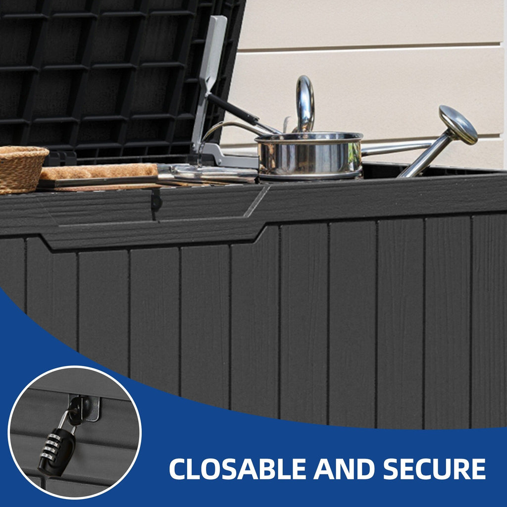 120-260 Gallons Large Resin Water Resistant Lockable Deck Box