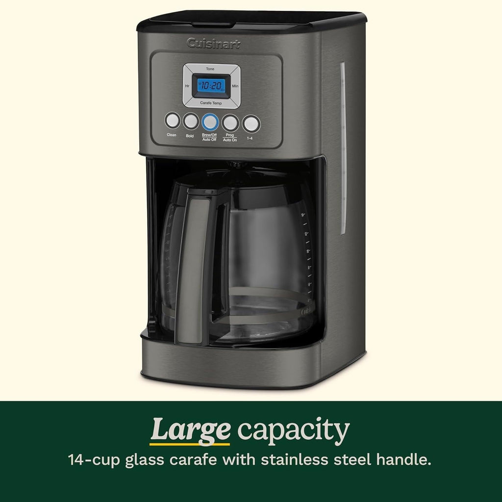 14-Cup Programmable Coffee Maker, Glass Carafe, Brew Strength Control, 1-4 Cup Setting, Black Stainless