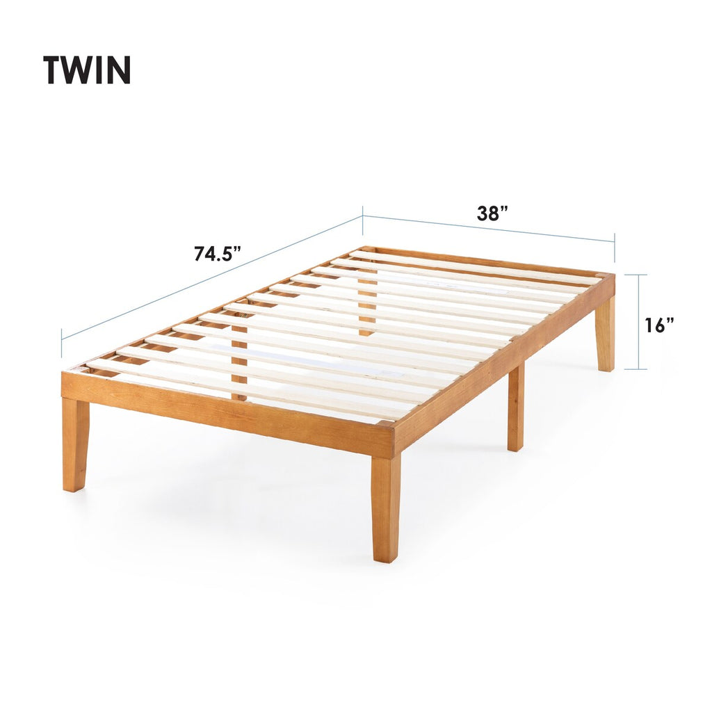 16 Inch Classic Solid Wood Platform Bed Frame in Multiple Finishes