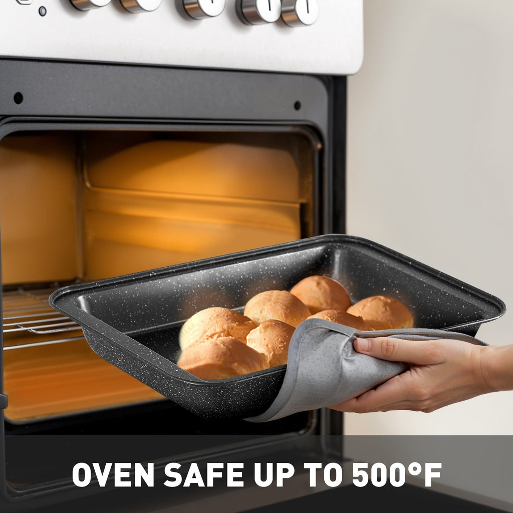 17-Piece Kitchen Granite Cookware Set, Non-stick Cooking Pots and Pans Set