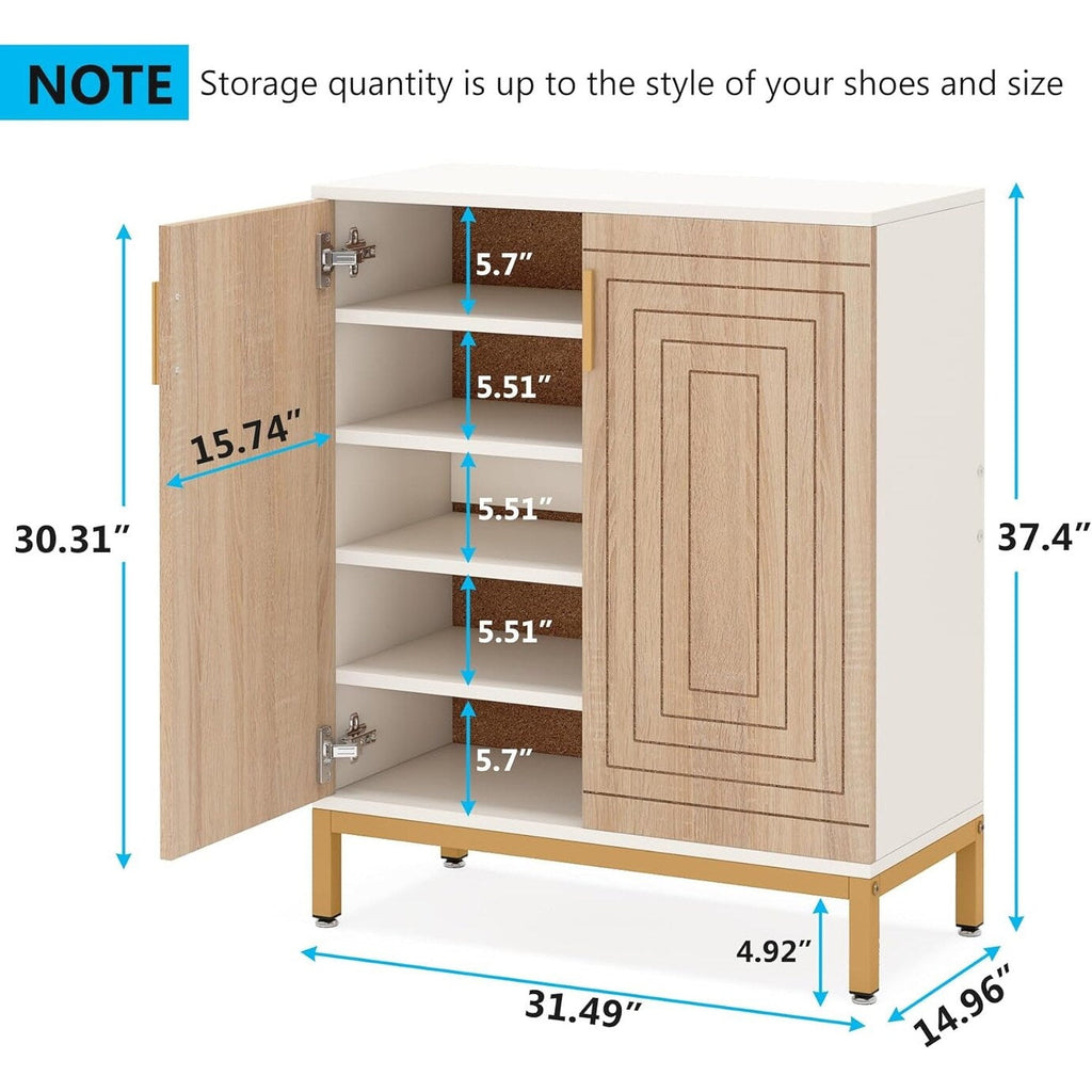 20 Pairs Modern Shoe Storage Cabinet with Doors, 6-Tier Freestanding Entryway Shoe Organizer Rack