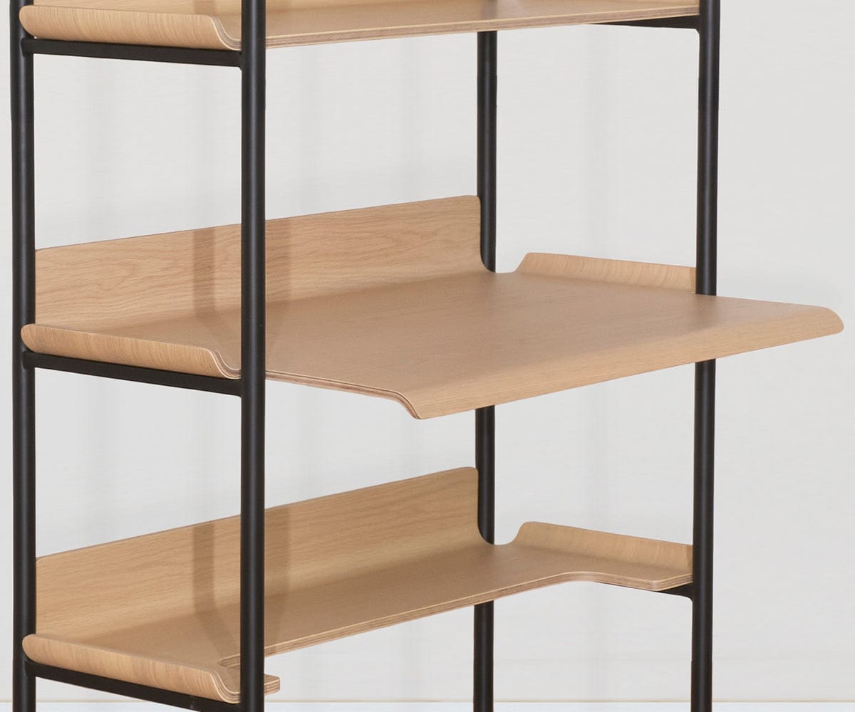 Freya 6 Shelves with desk - Oak