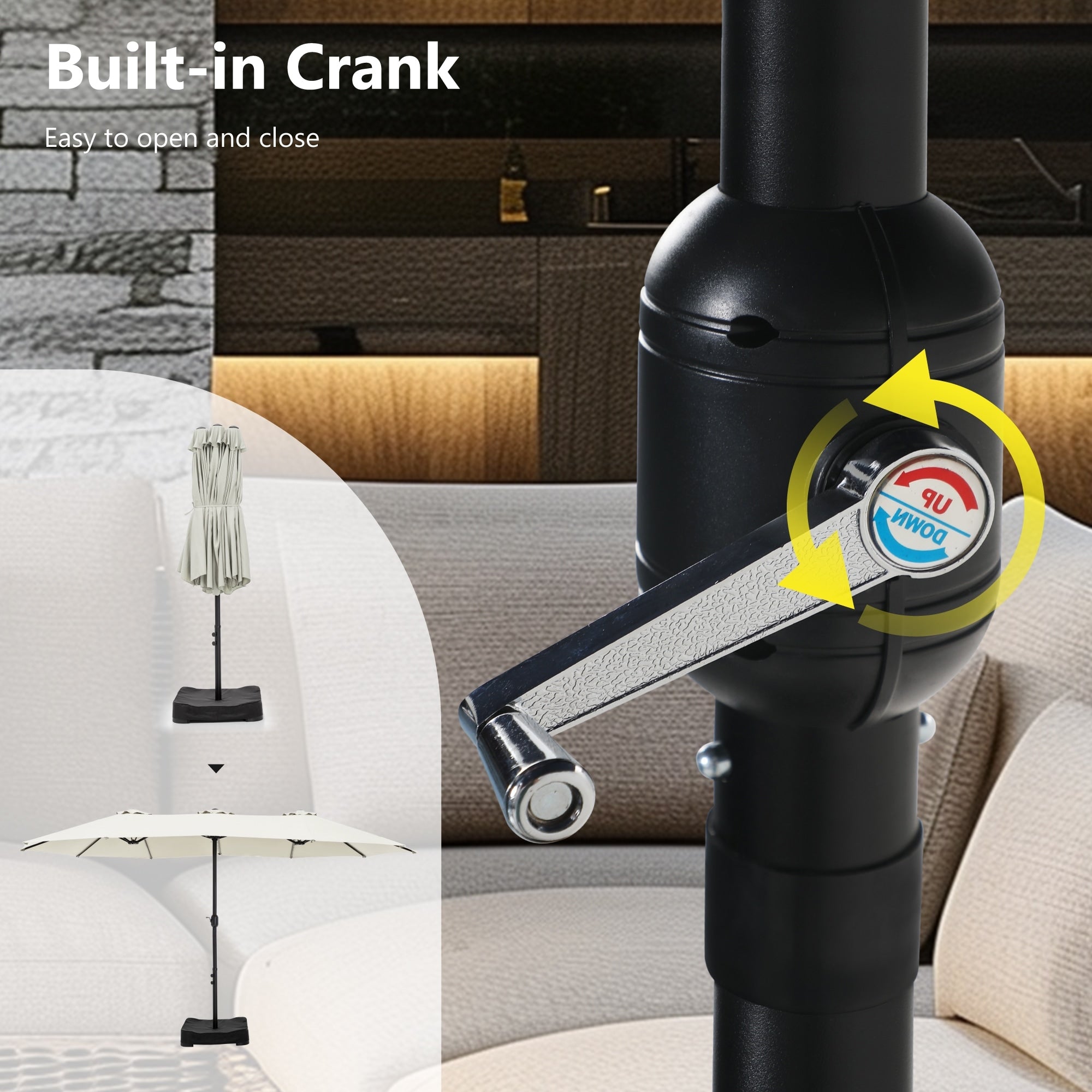 MAISON ARTS 15ft Double-Sided Patio Extra Large Twin Umbrella with Base Included