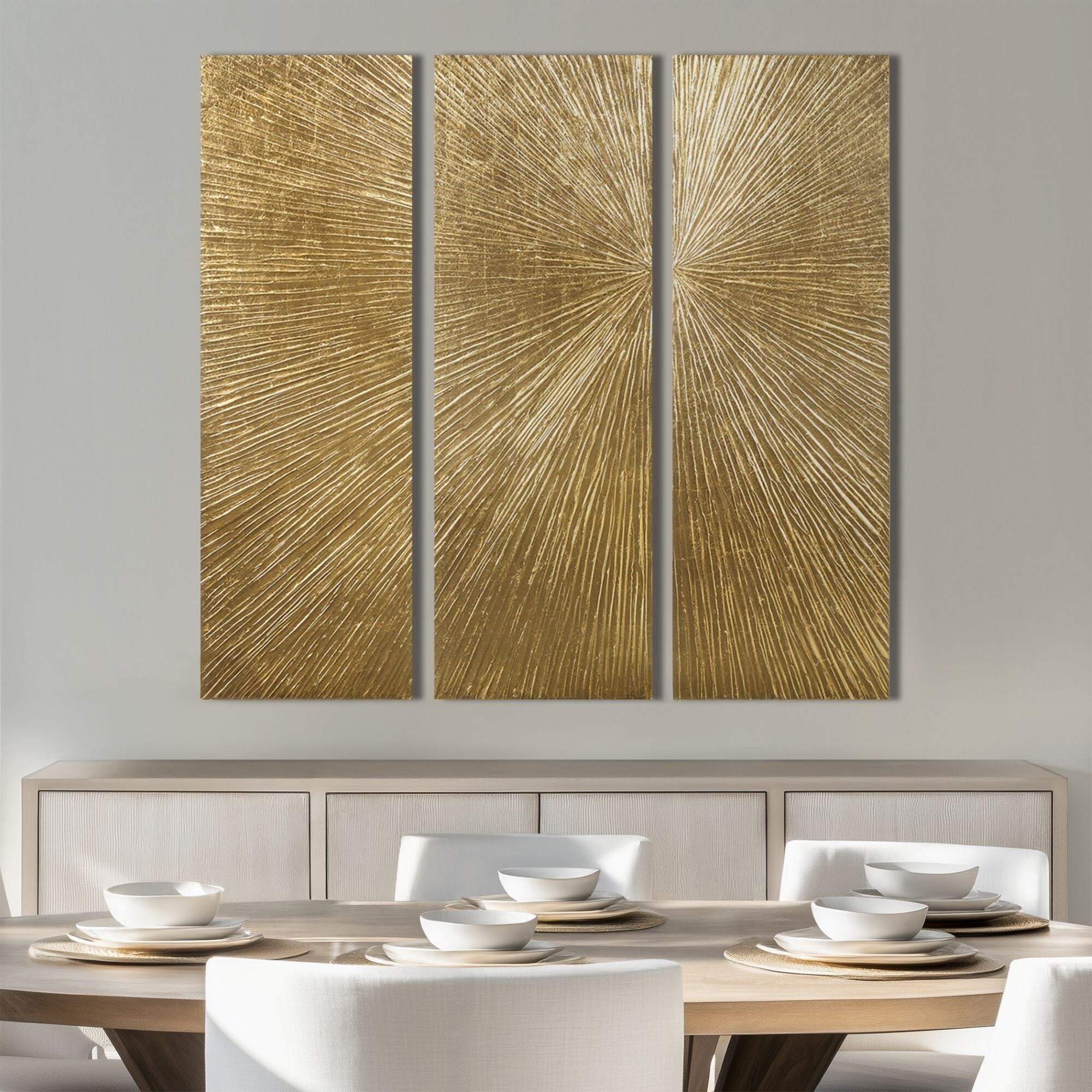 Madison Park Signature Sunburst Hand Painted Triptych 3-piece Dimensional Resin Wall Art Set