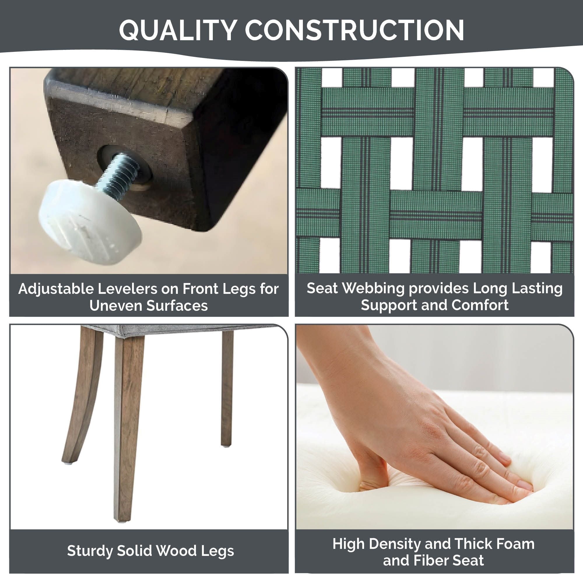 Madison Park Signature Ultra Upholstered Dining Side Chairs With Wood Legs (Set of 2) - N/A