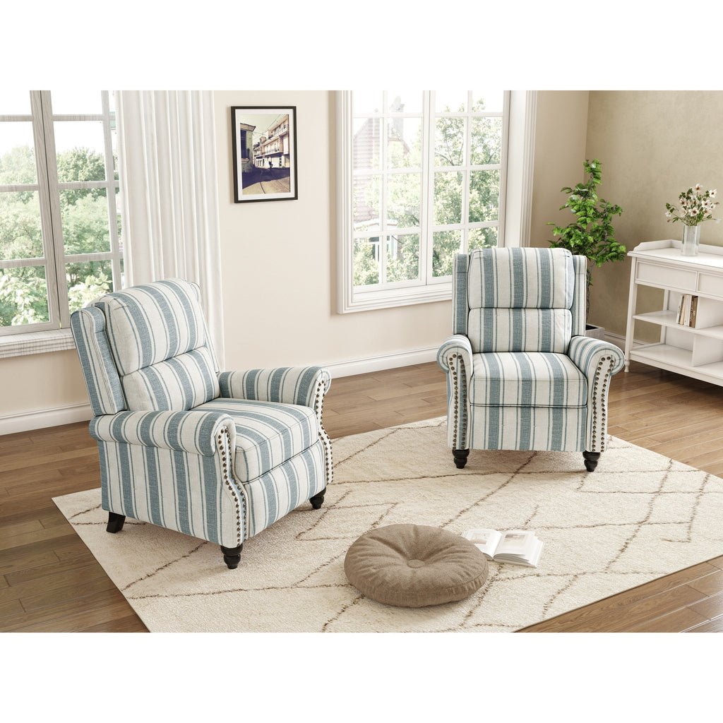 Manual Pushback Recliner Chairs with Nailhead Trim