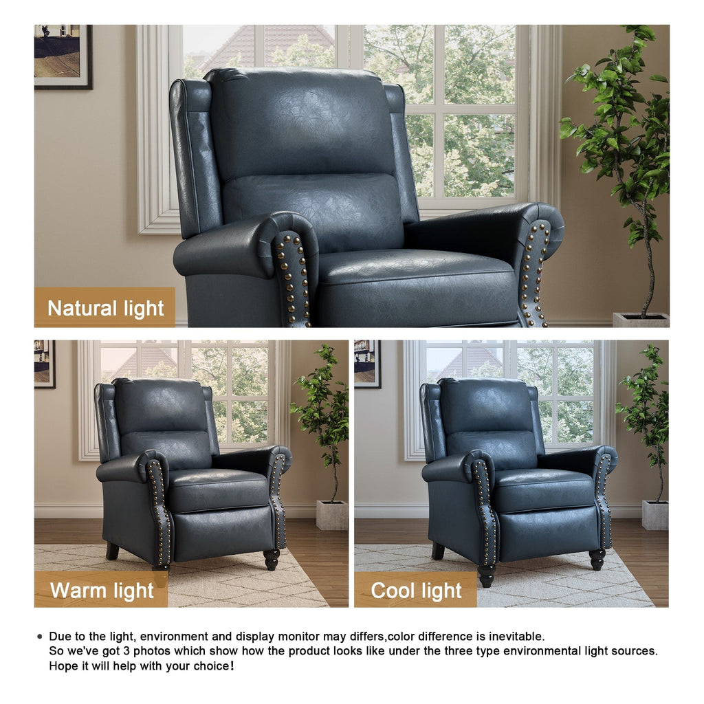 Manual Pushback Recliner Chairs with Nailhead Trim