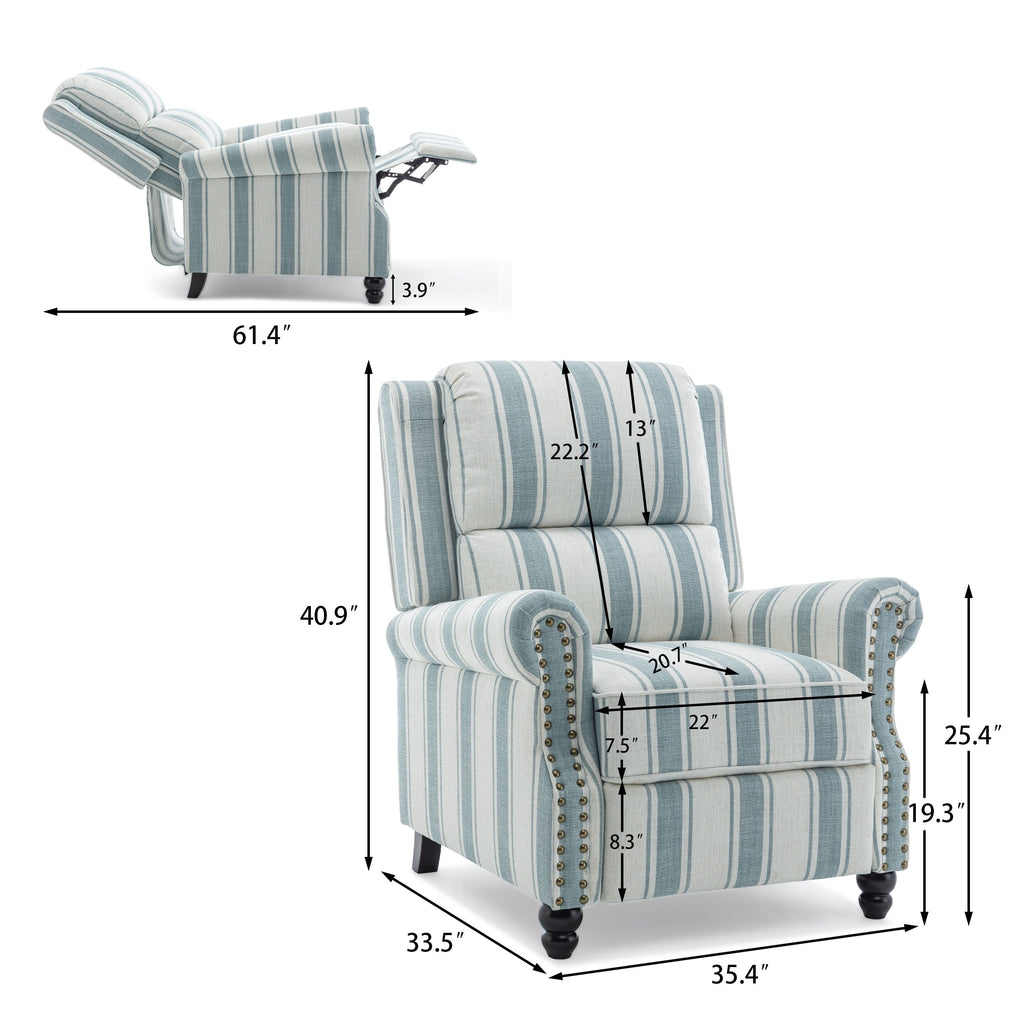 Manual Pushback Recliner Chairs with Nailhead Trim