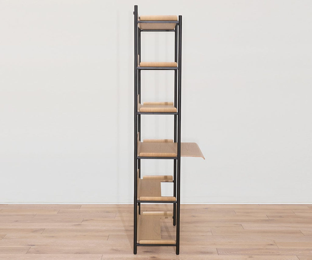 Freya 6 Shelves with desk - Oak