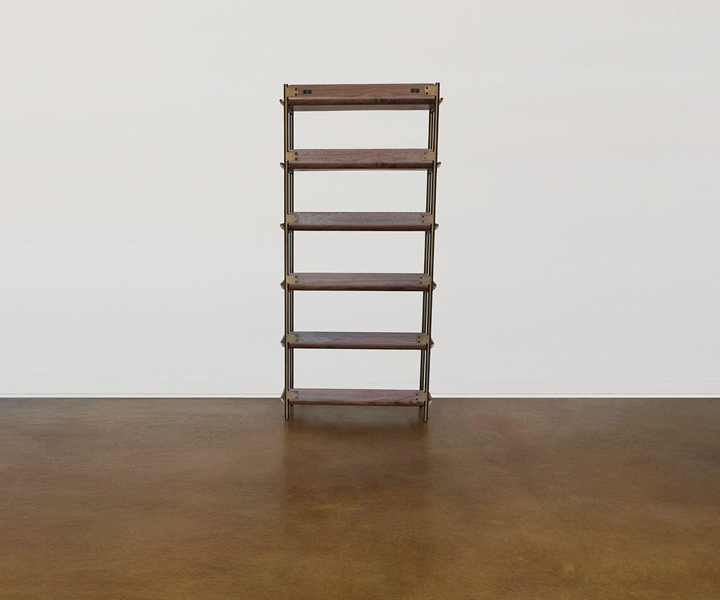 Freya 6 Shelves with Desk - Walnut