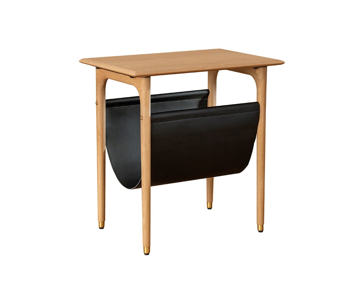 Hendrick End Table With Hanging Shelf II - White Oak