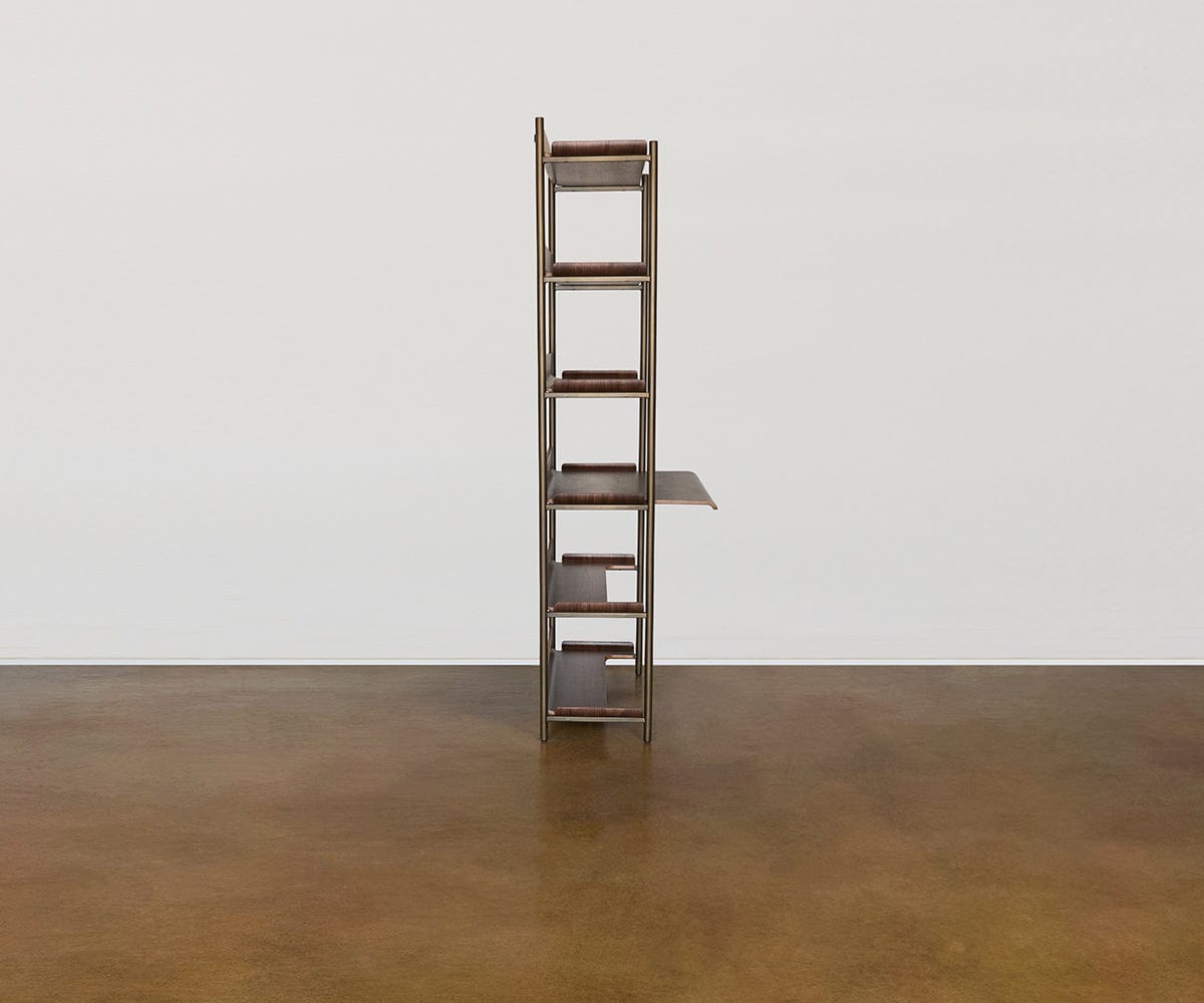 Freya 6 Shelves with Desk - Walnut