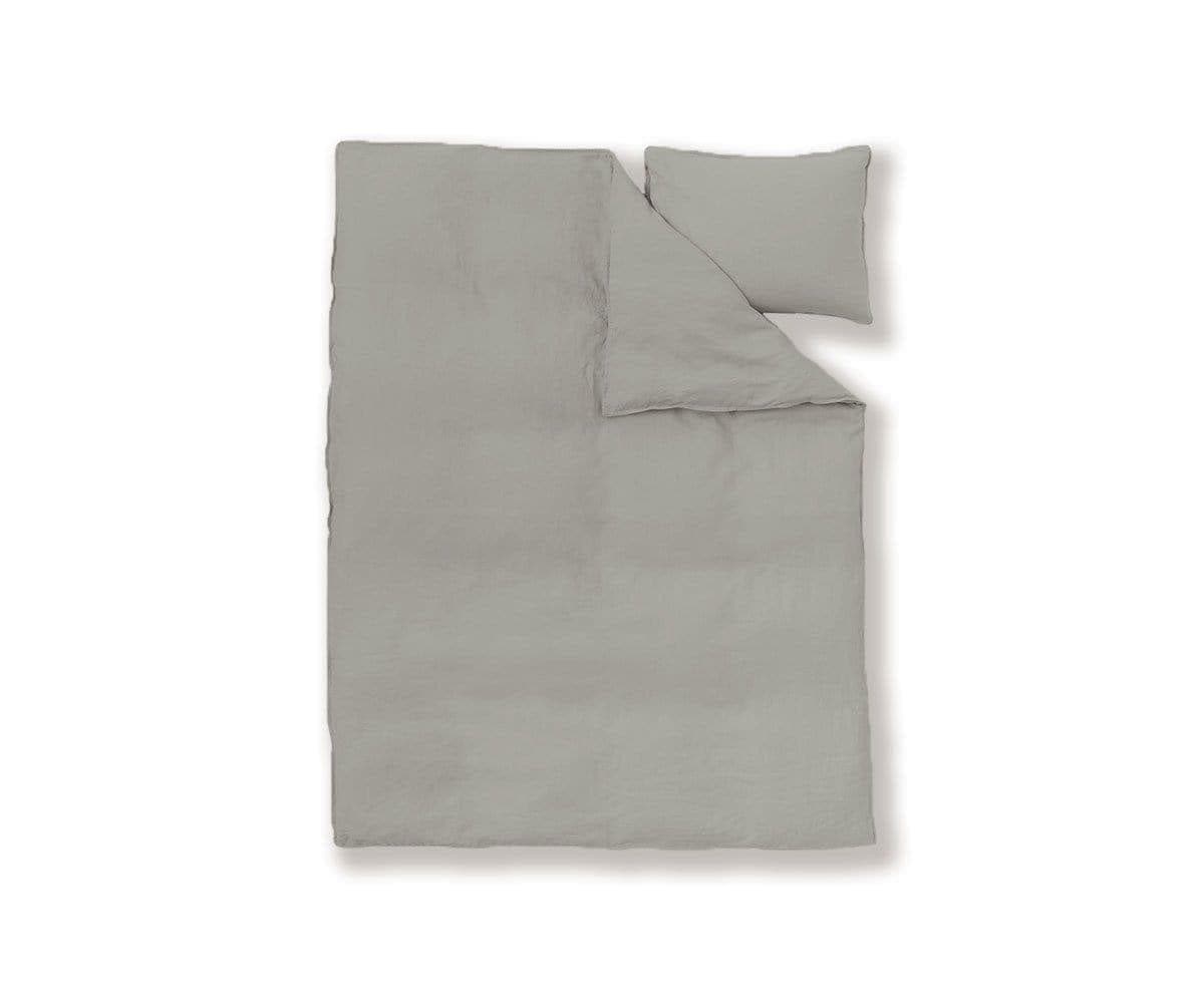 Laila Linen Duvet Cover + Shams Set - Grey