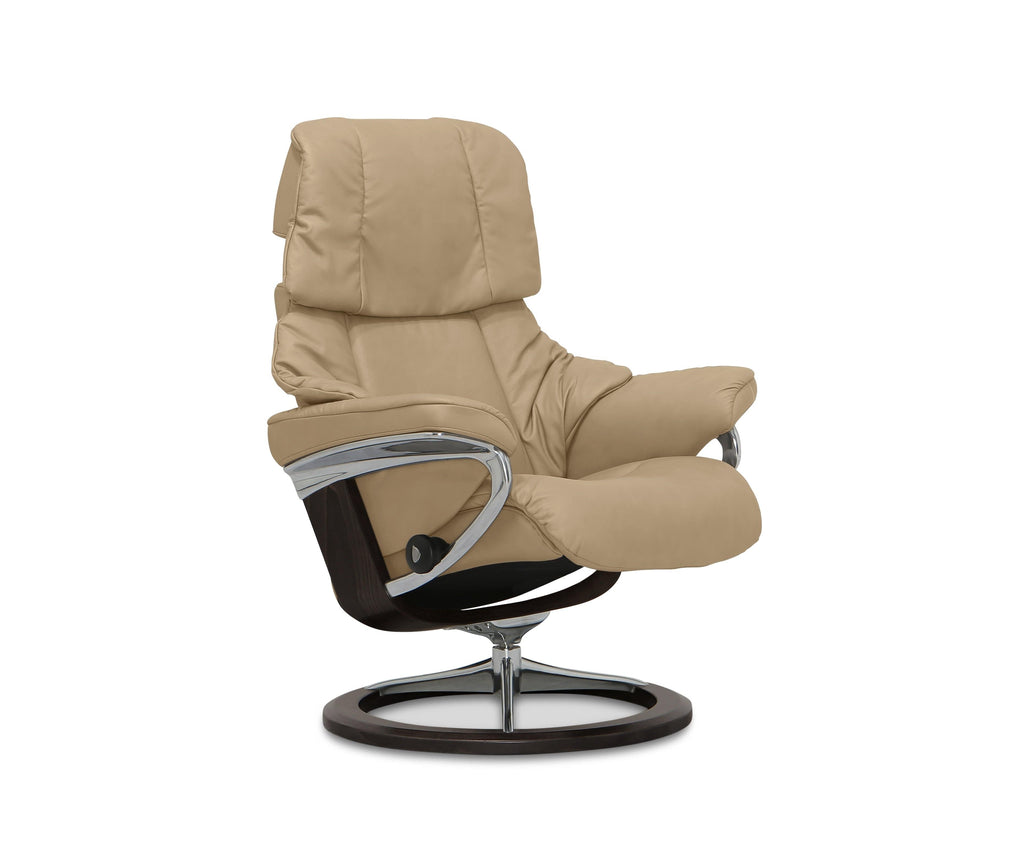 Stressless® Reno Recliner & Ottoman with Signature Base - Sand
