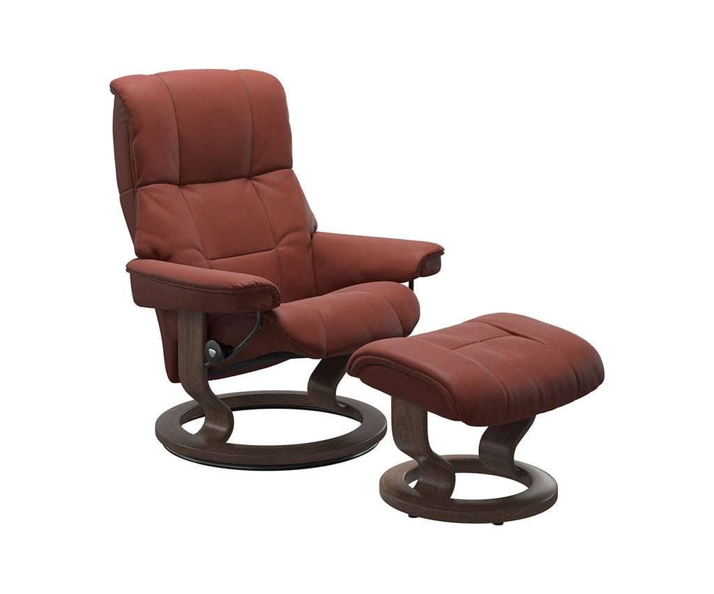 Stressless® Mayfair Recliner & Ottoman - Dark Henna